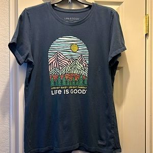 Life is Good, Life Isn't Easy Short Sleeve Crusher Tee. Large